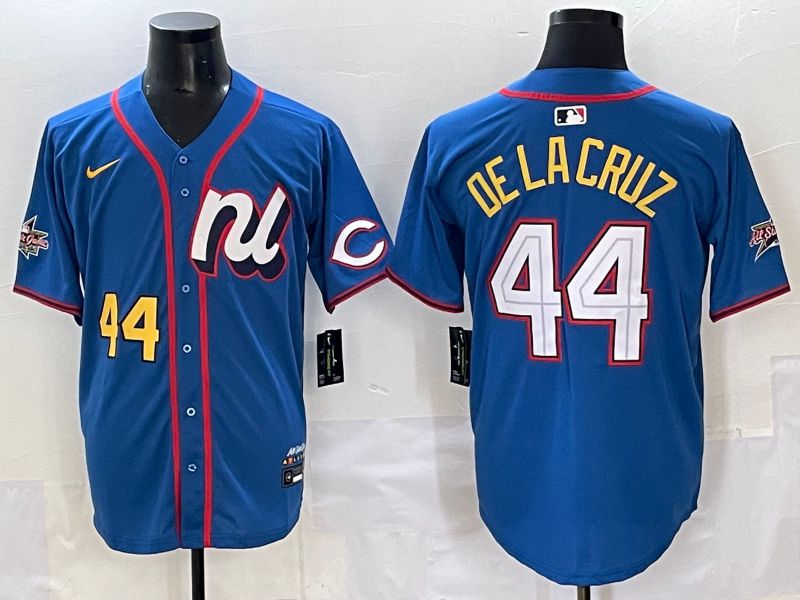 Men 2025 Cincinnati Reds #44 De Lacruz Blue All star Nike MLB Jersey style 7